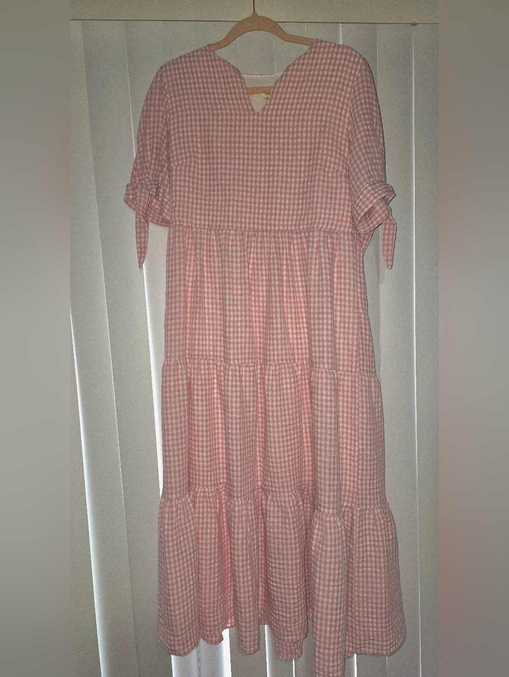 Brass and Roe Midi Pink Gingham Dress